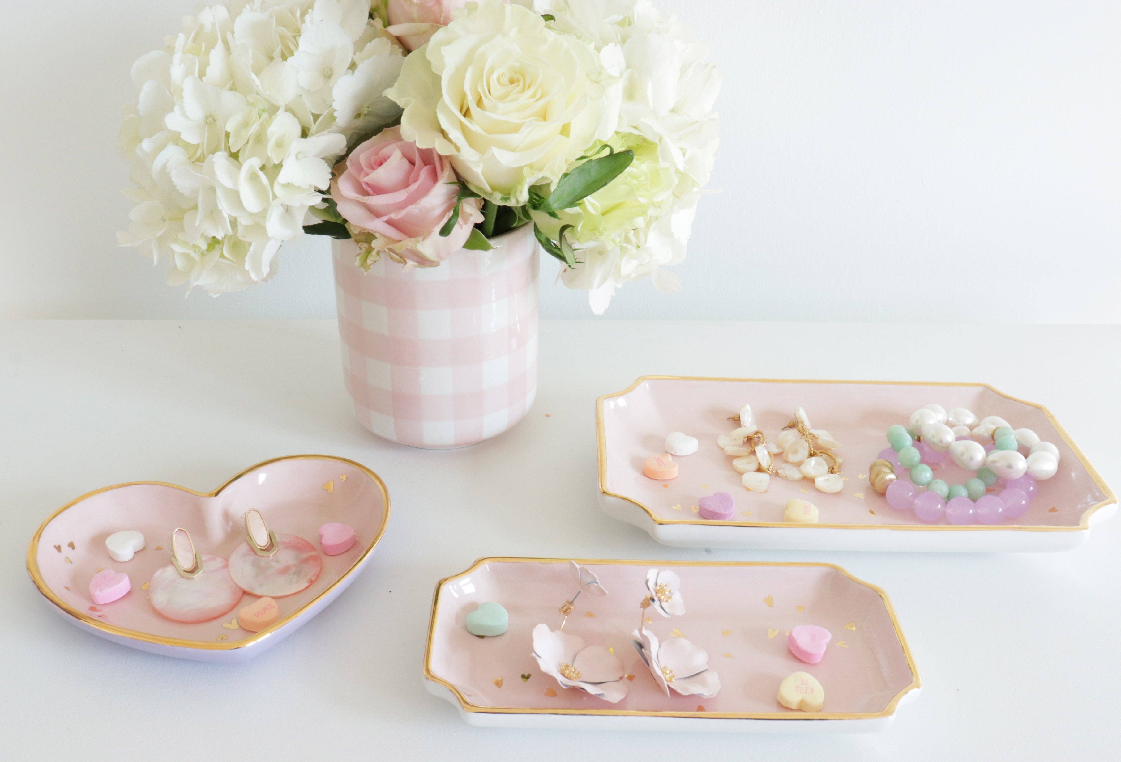 Lo Home by Lauren Haskell Designs Gingham Vase: Pink - Little Birdies