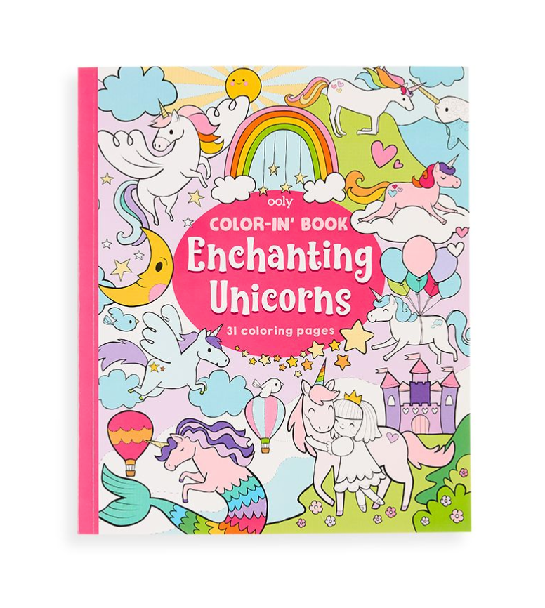 Ooly Art Supplies Color-in' Book: Enchanting Unicorns - Little Birdies