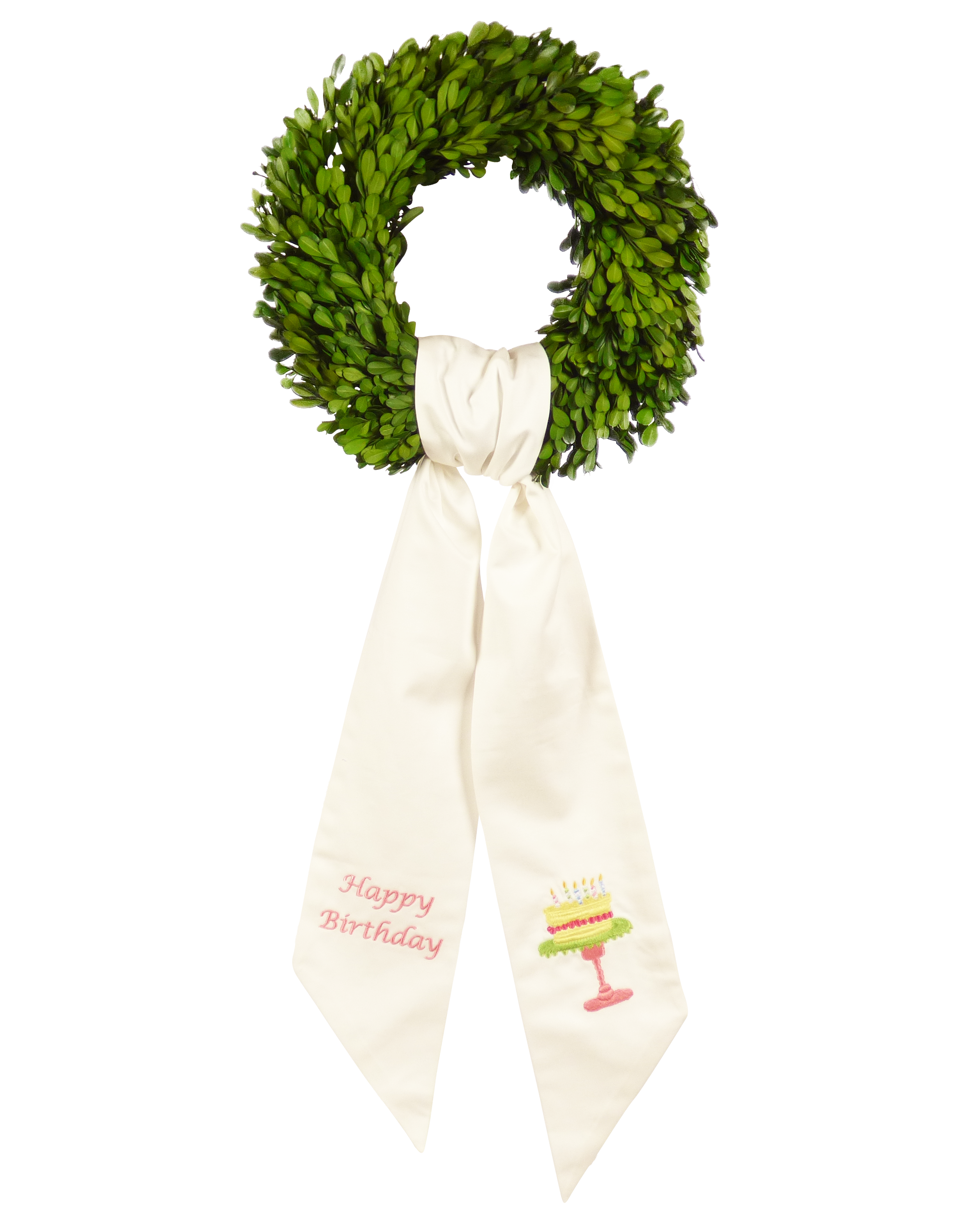 Wreath Sash: Happy Birthday (Pink)
