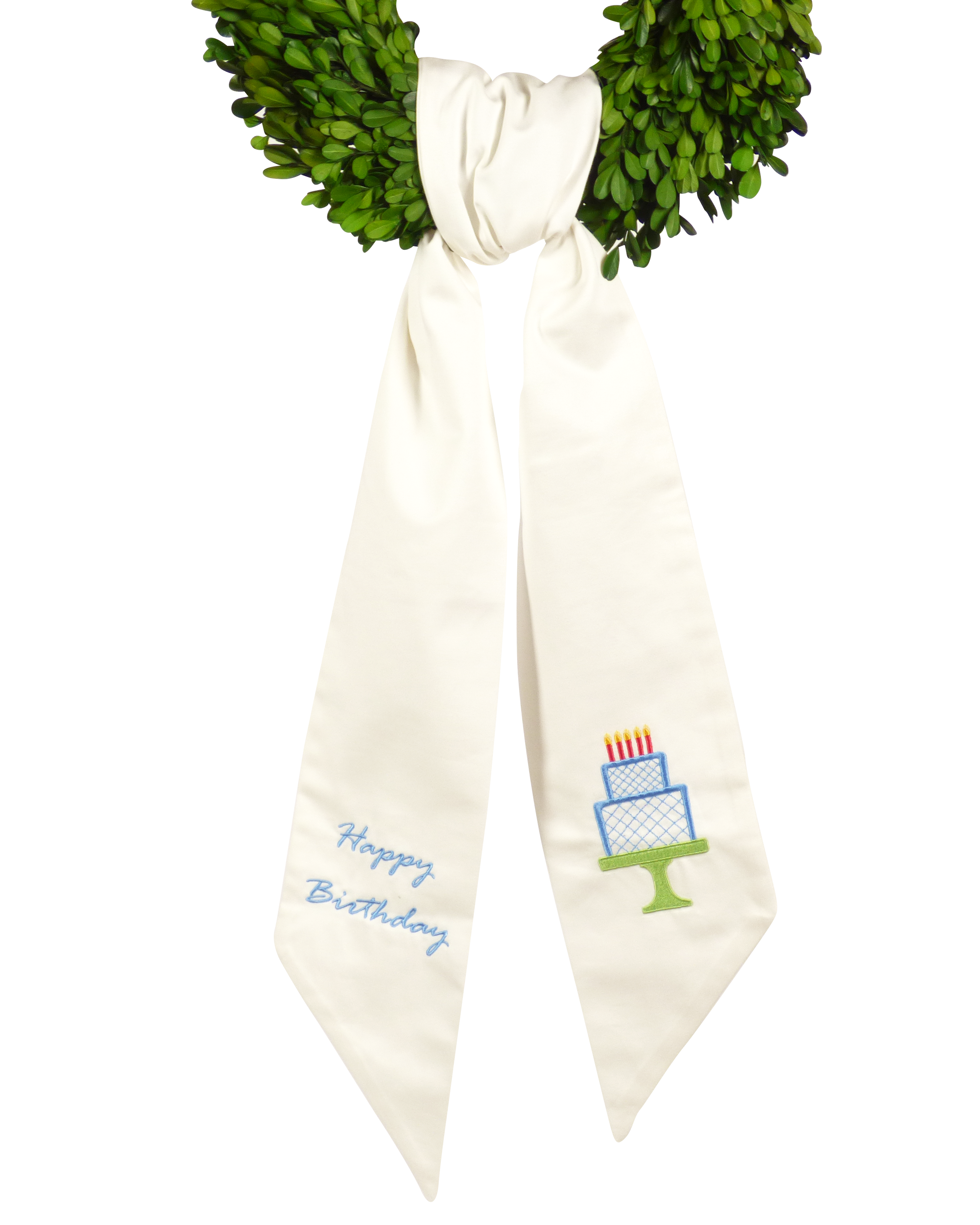 Wreath Sash: Happy Birthday (Blue)