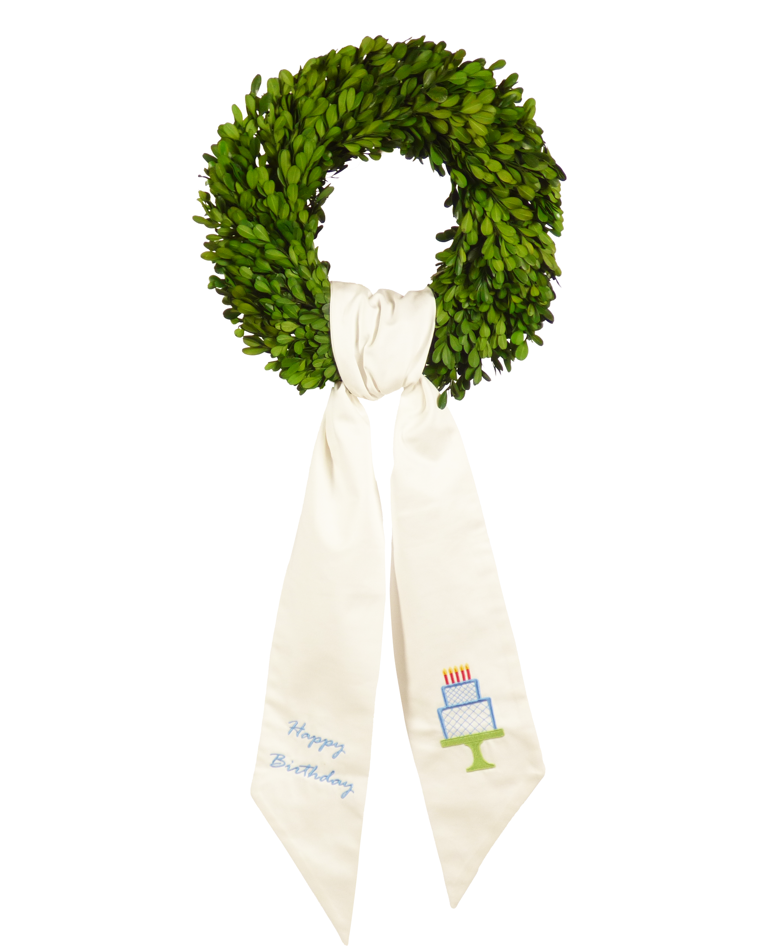 Wreath Sash: Happy Birthday (Blue)