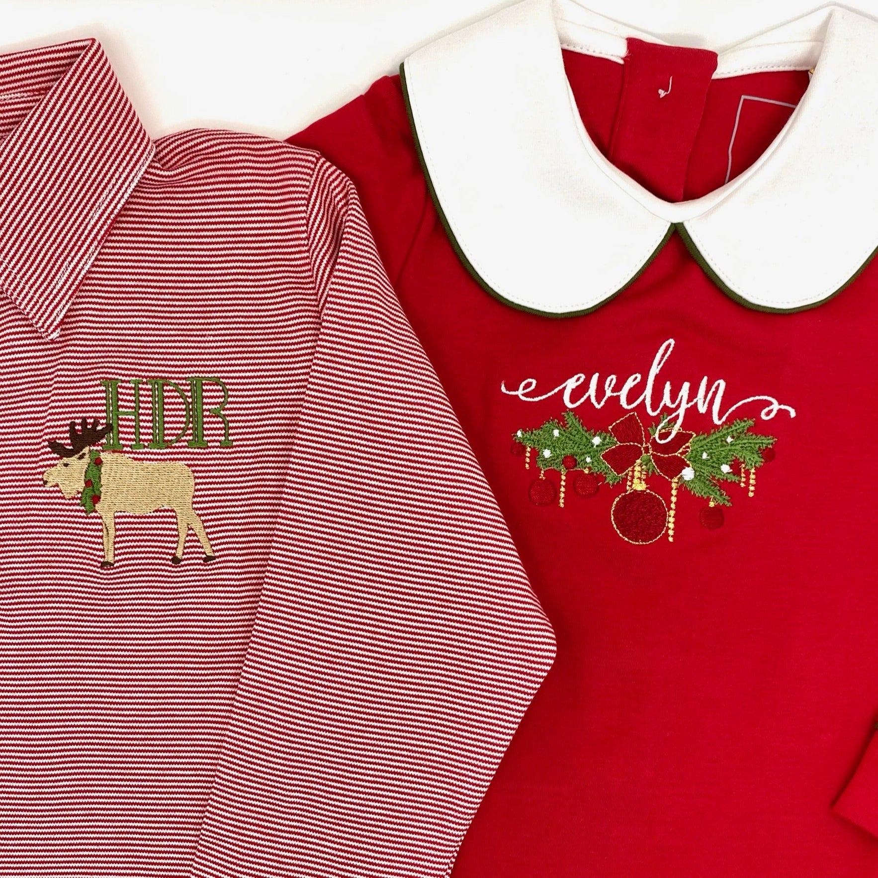 Lillian Girls' Dress Red with Green Piping