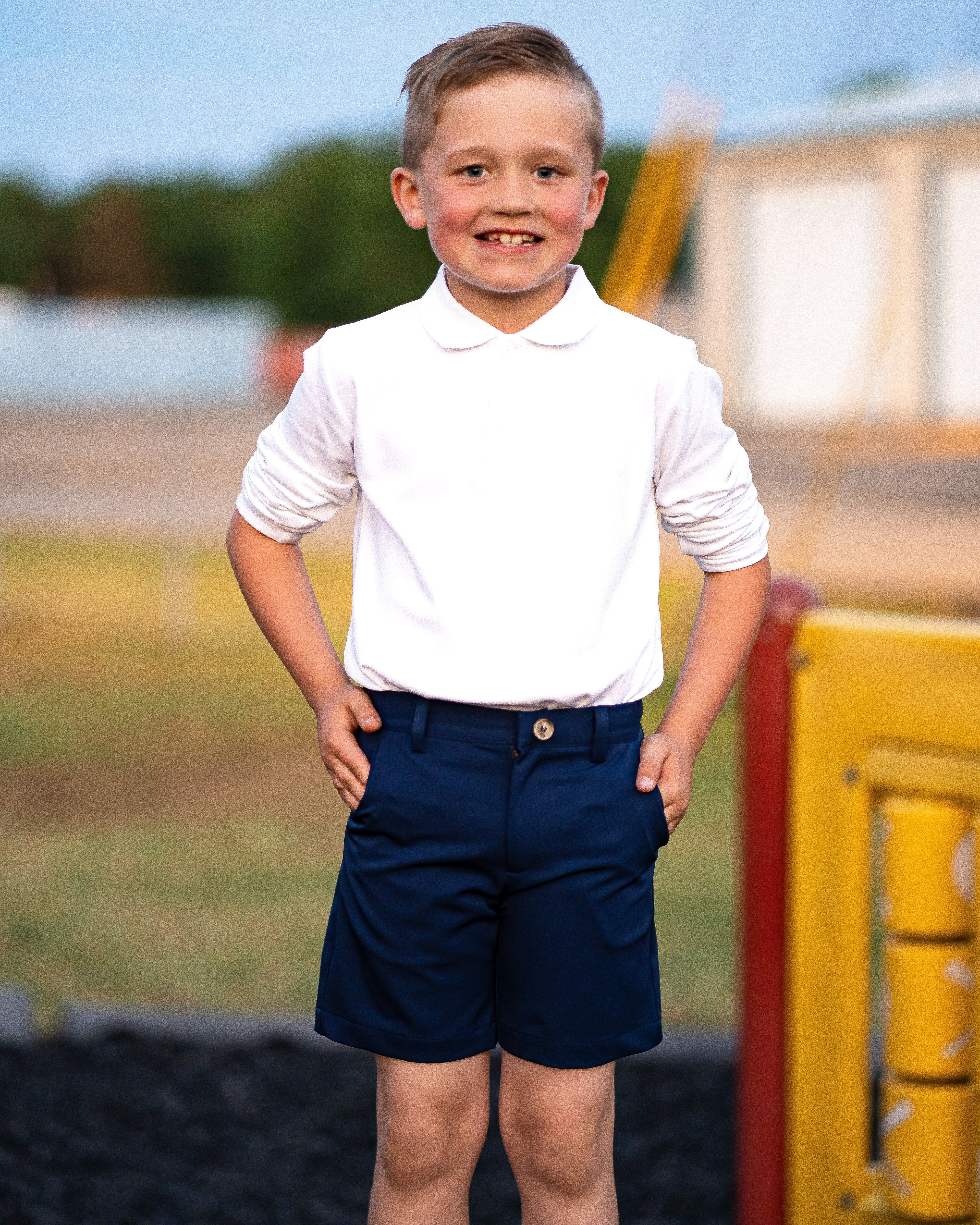 TYL Scholar Flat Front Shorts in Performance Navy