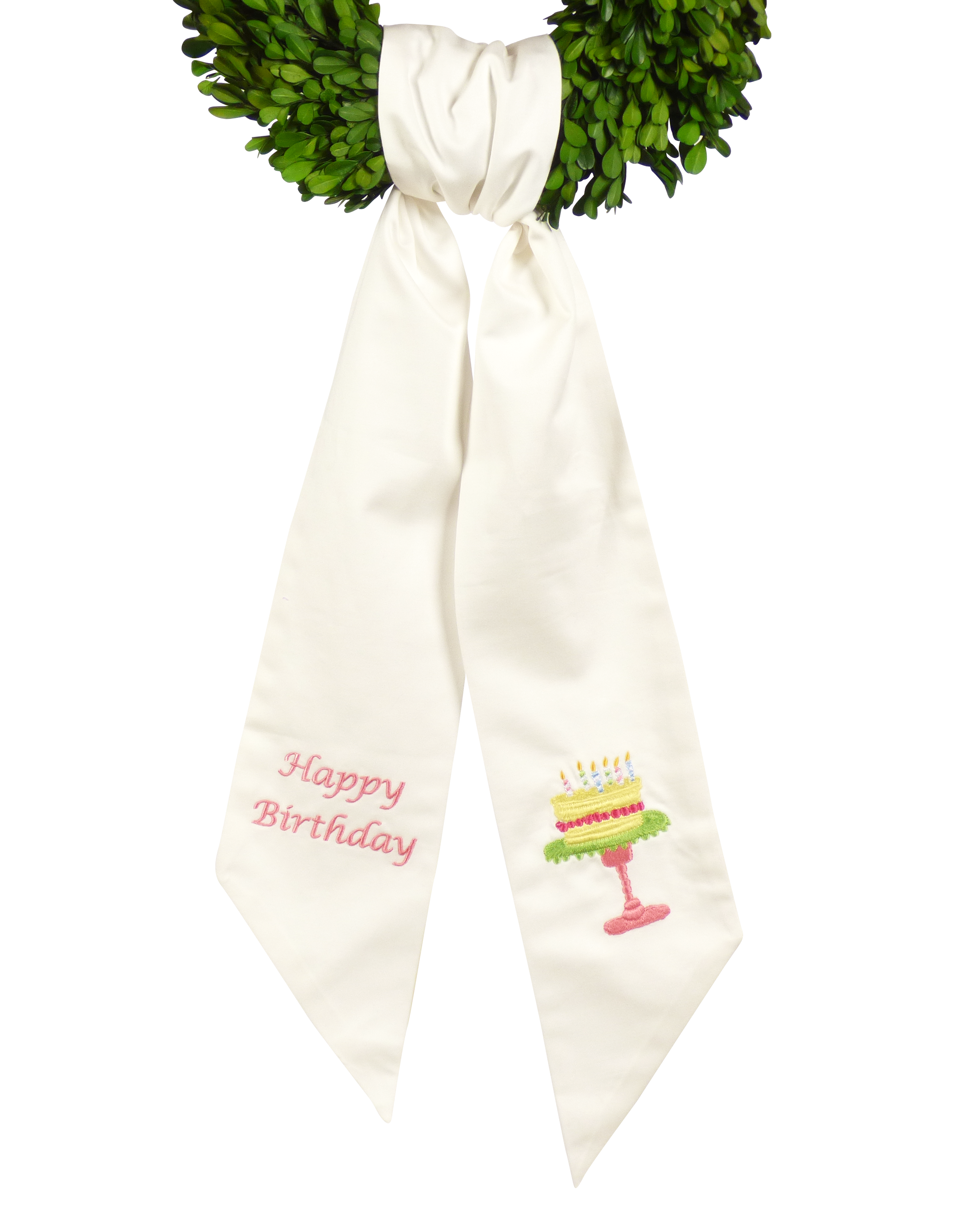 Wreath Sash: Happy Birthday (Pink)