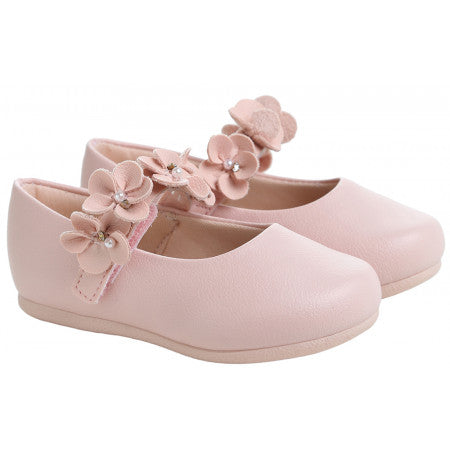 Pampili girls pink ballet shoe with rossettes