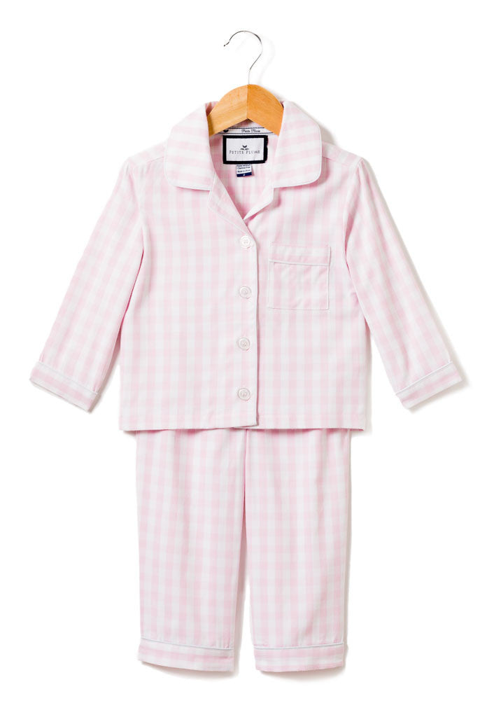 petite plume girls pink gingham pajama set