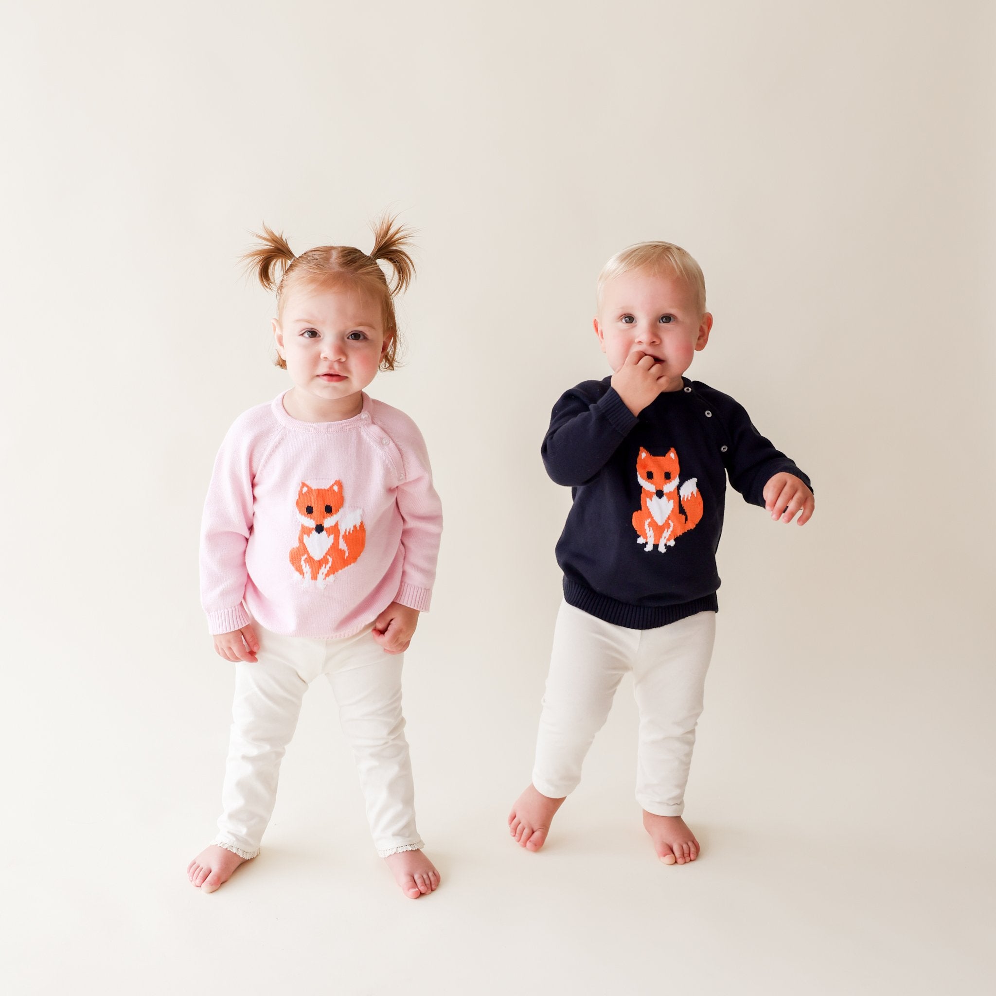 Pineapple Sunshine Navy Fox Intarsia Knit Sweater