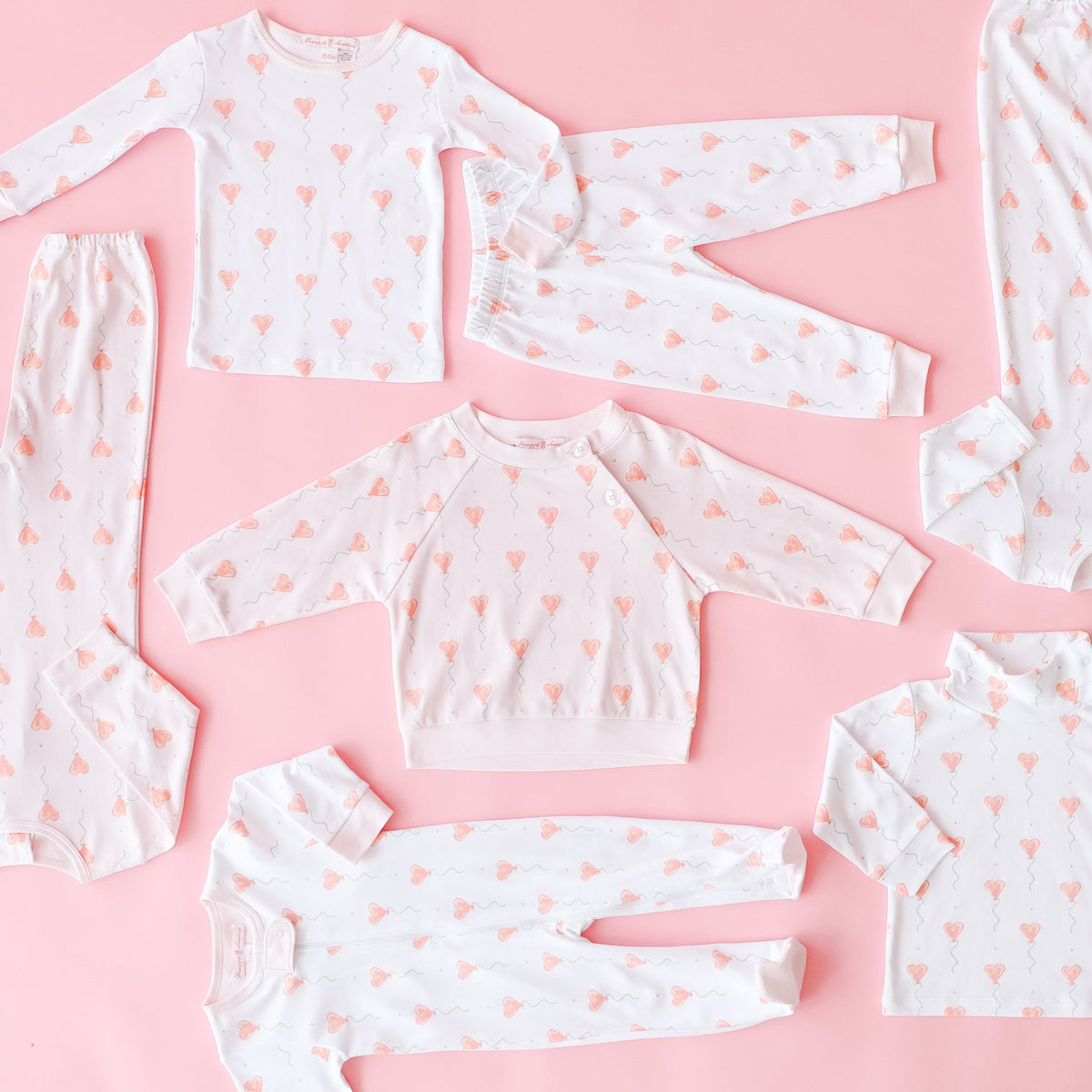 Pineapple Sunshine White Heart Balloon Pajama Set