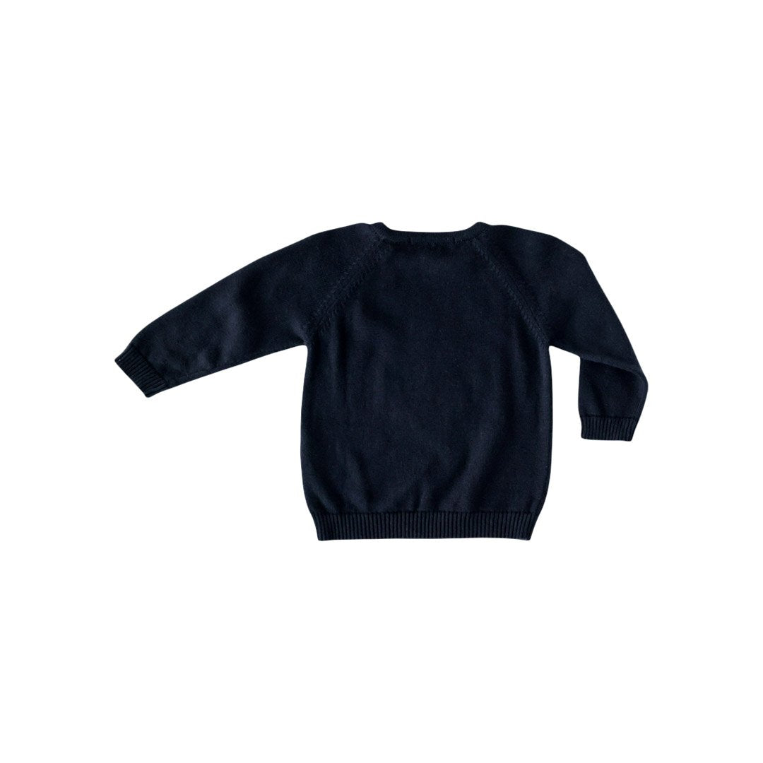 Pineapple Sunshine Navy Fox Intarsia Knit Sweater