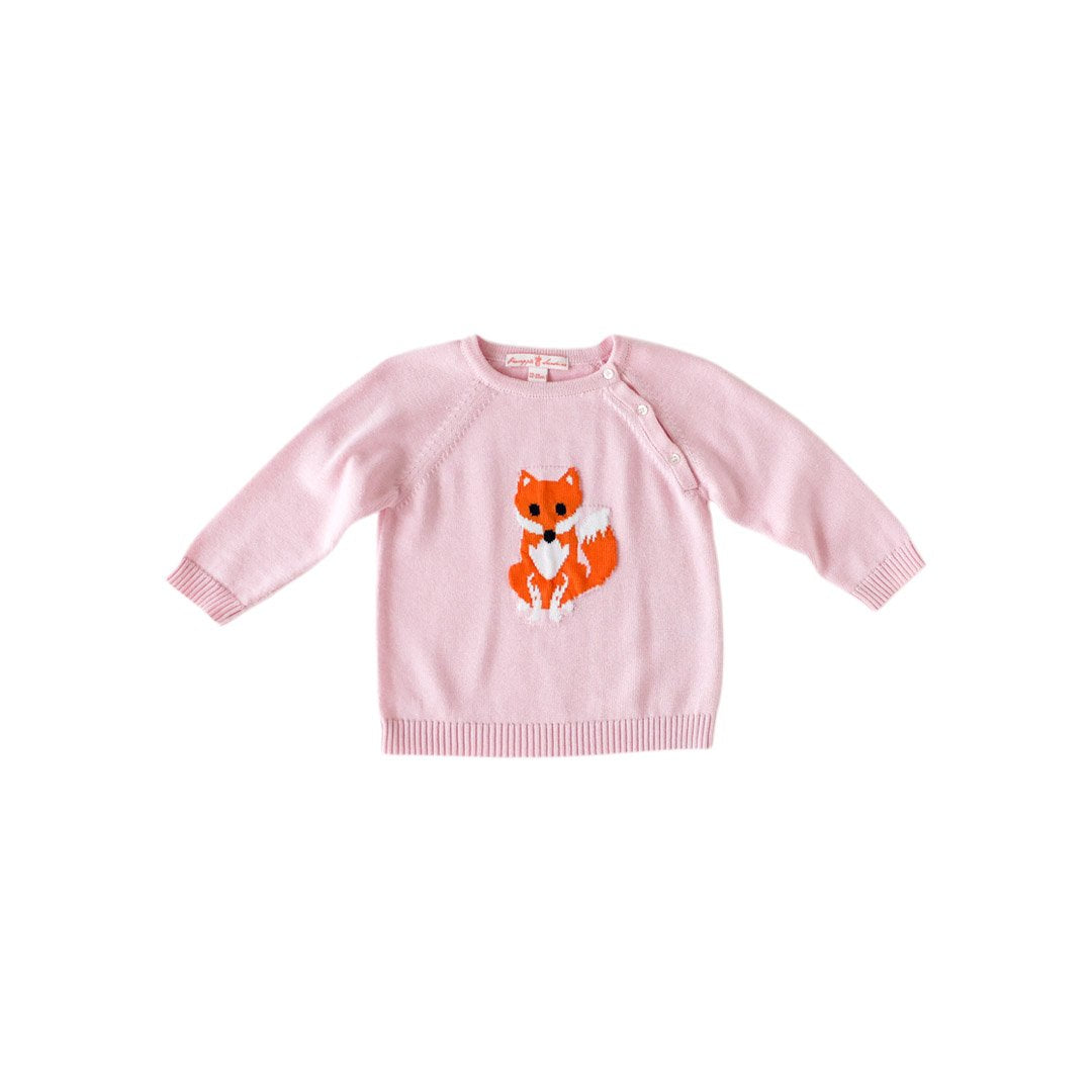 Pineapple Sunshine Pink Fox Intarsia Knit Sweater