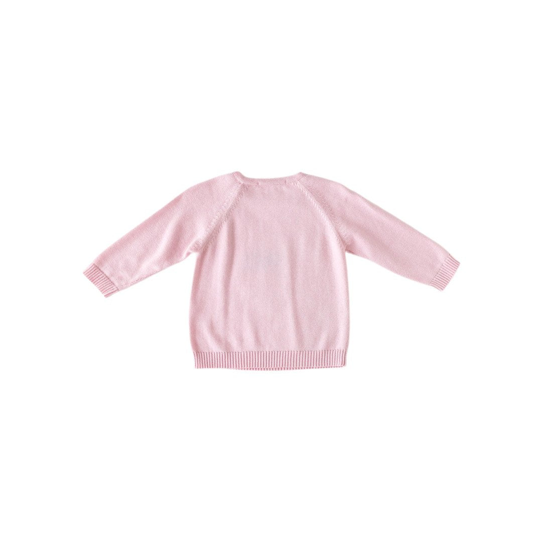 Pineapple Sunshine Pink Fox Intarsia Knit Sweater