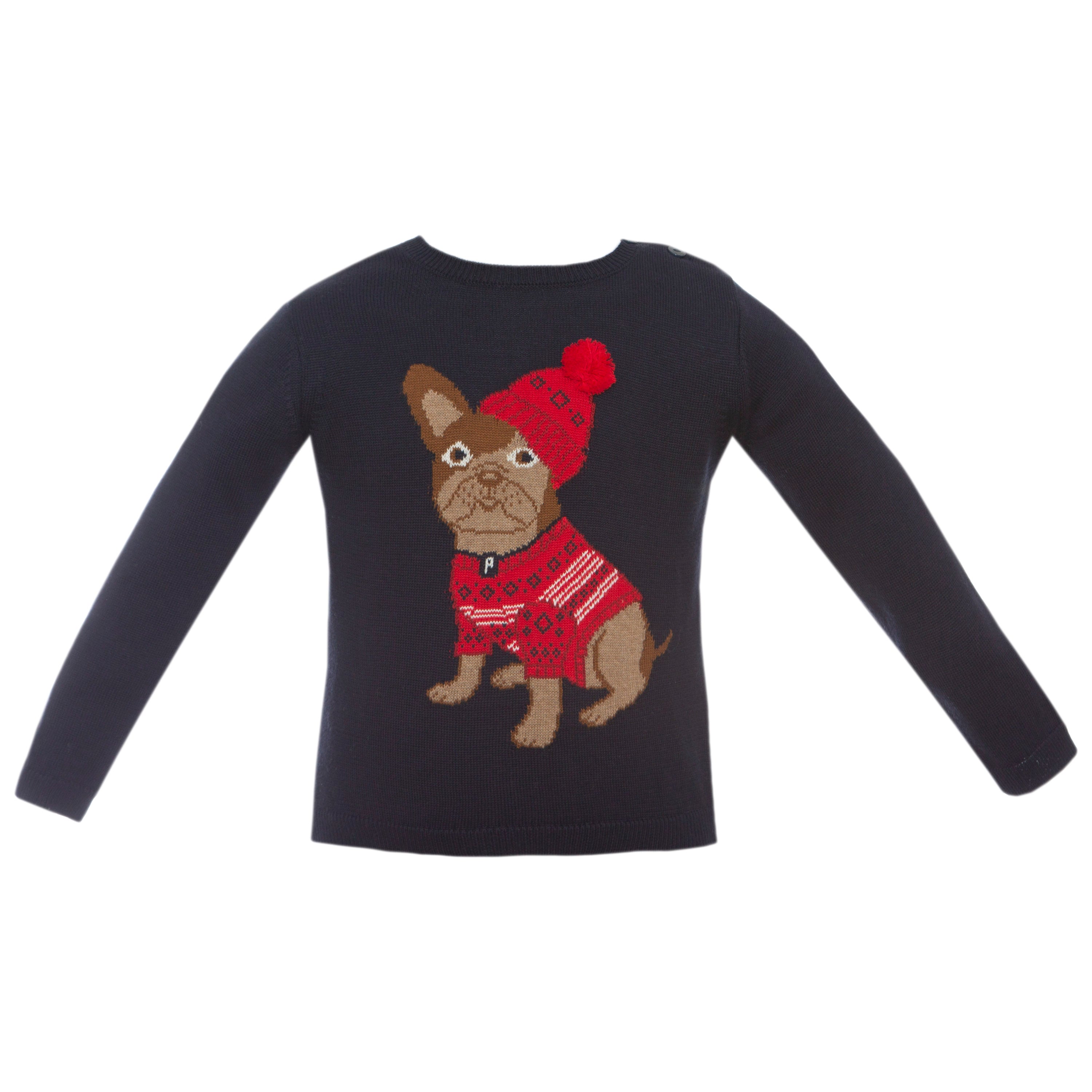 Patachou baby french bulldog holiday sweater