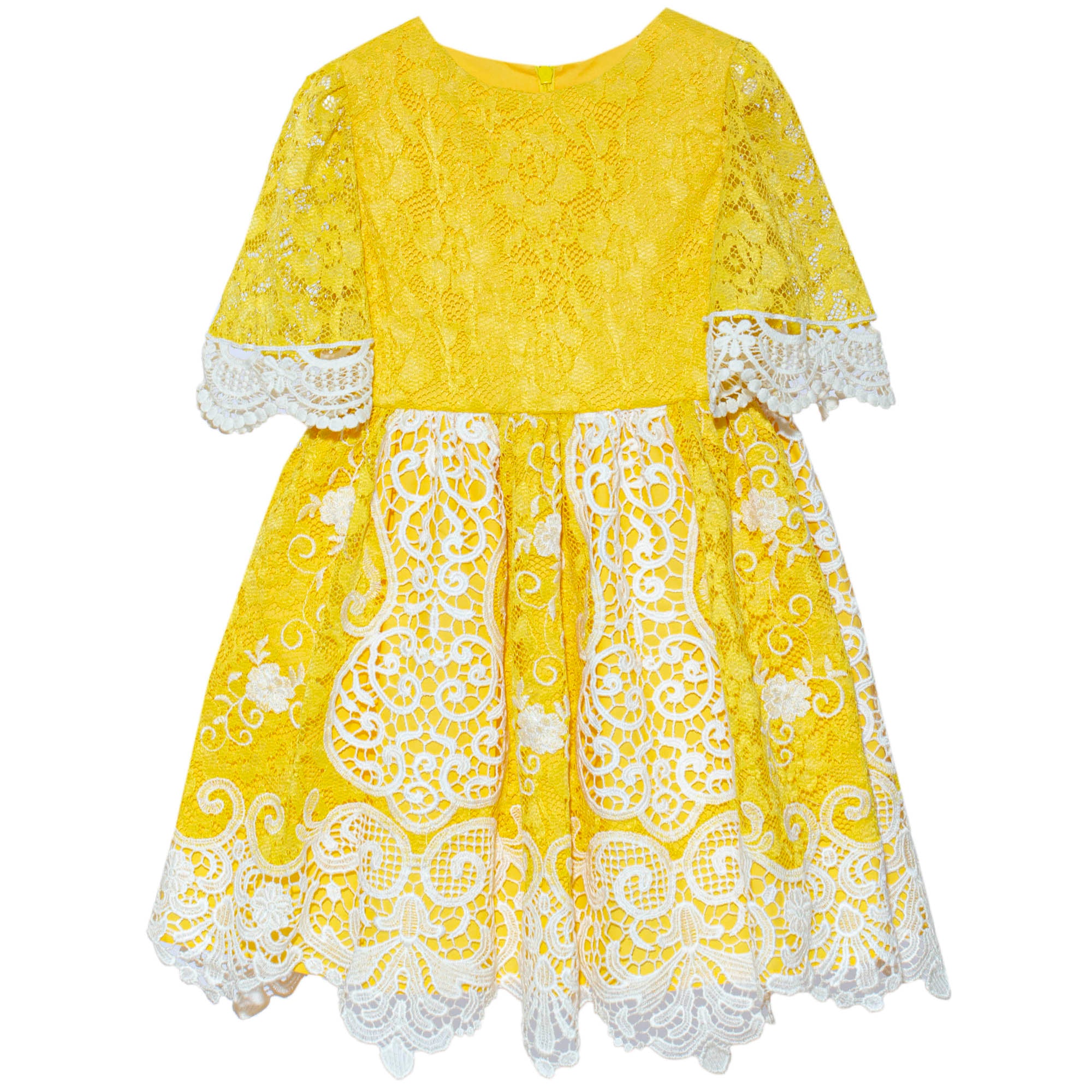 Patachou yellow and lace girls dress spring 20 summer