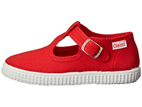 Red Canvas T-Strap