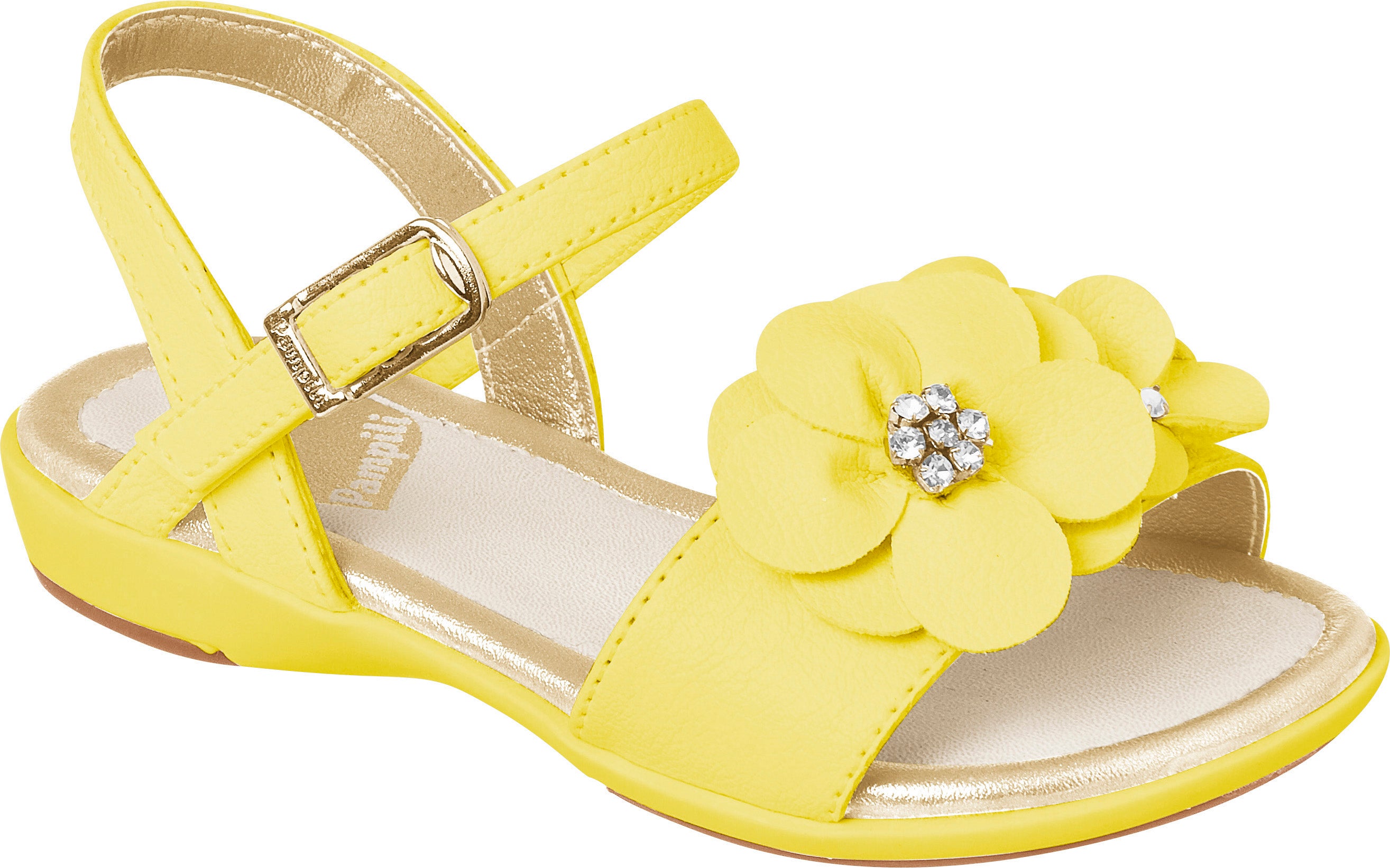 pampili yellow sandal with flowers on toe