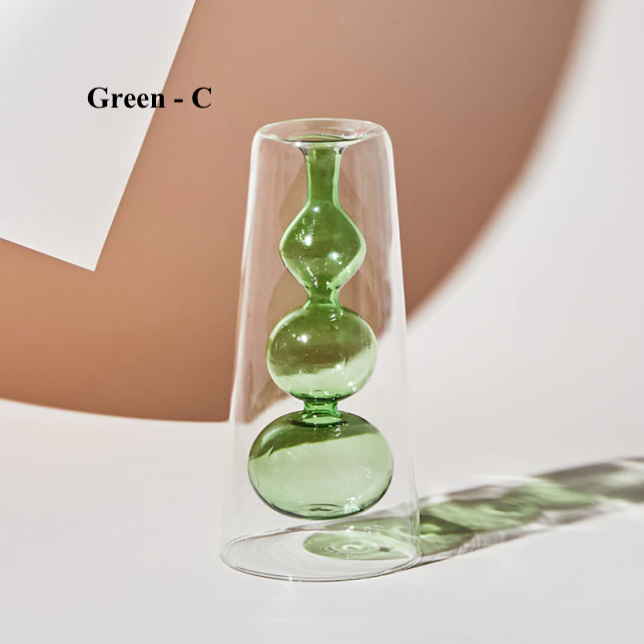 Ivore Nordic Hydroponic Colored Glass Vase: Green - Little Birdies