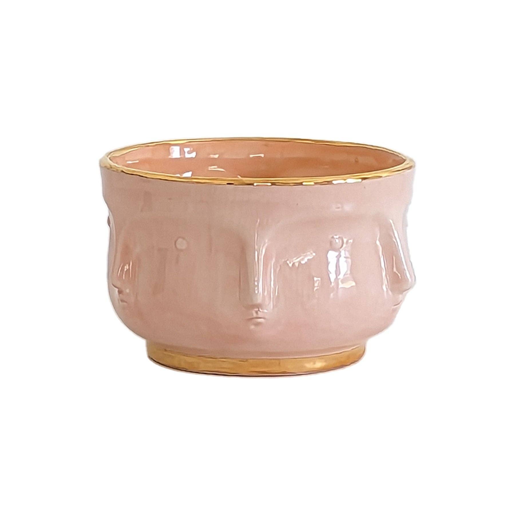 Lo Home by Lauren Haskell Face Vase with 22K Gold Accent: Vase / Blush - Littlel Birdies