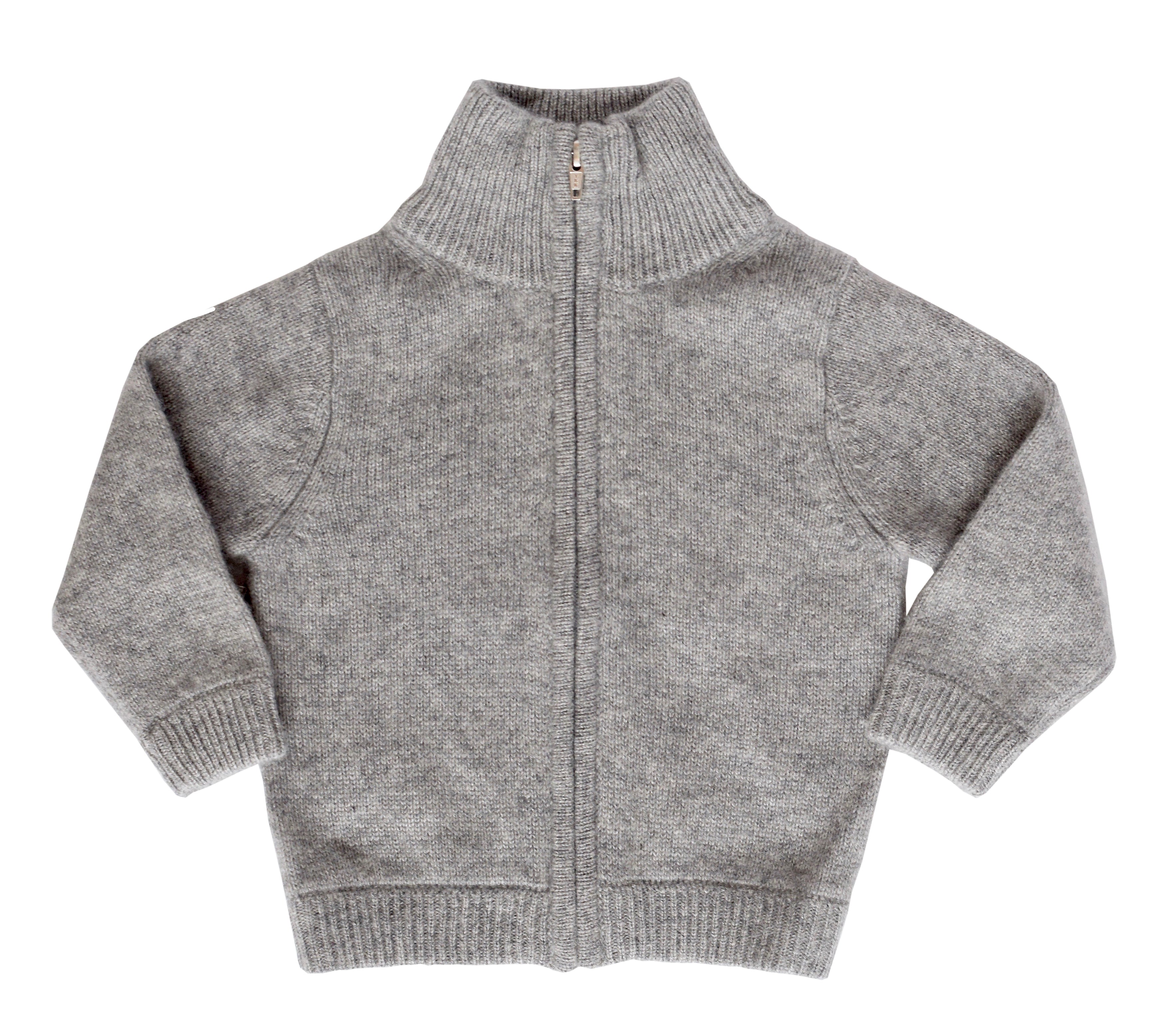 Grey Cashmere Full Zip Sweater