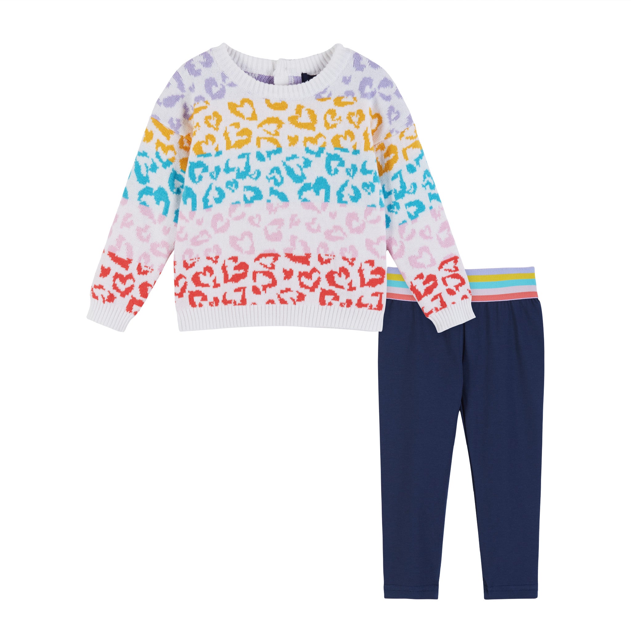 Andy & Evan Colorful Hearts Sweater Set - little birdies