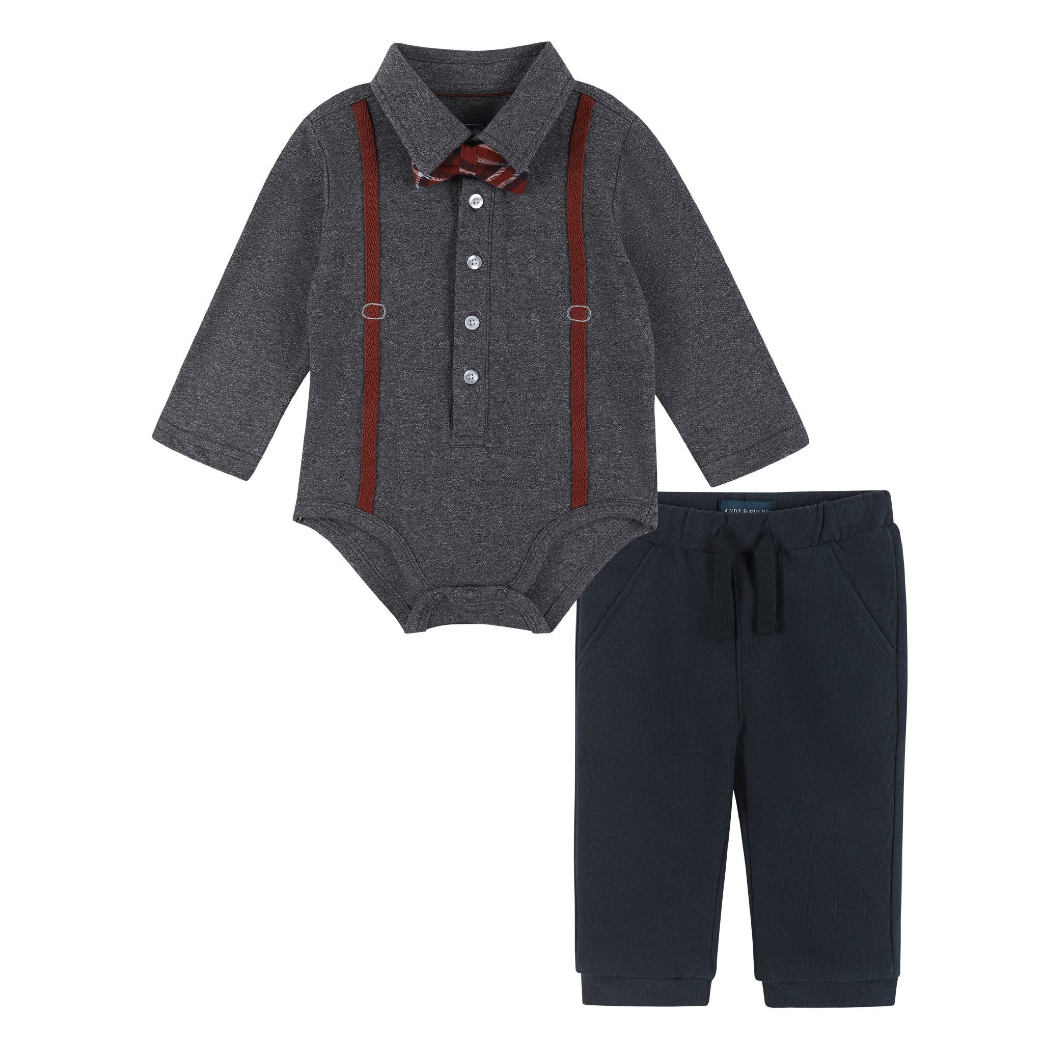 Andy and Evan Suspender Shirtzie And Jogger Set - little birdies