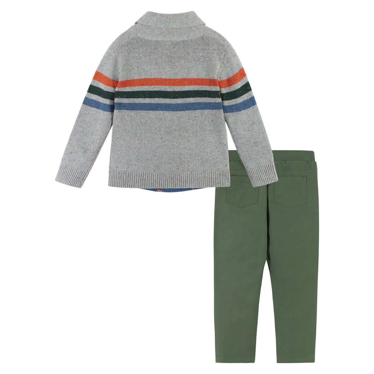 Andy & Evan 3-Piece Multi Striped Shawl Sweater Set - Little Birdies