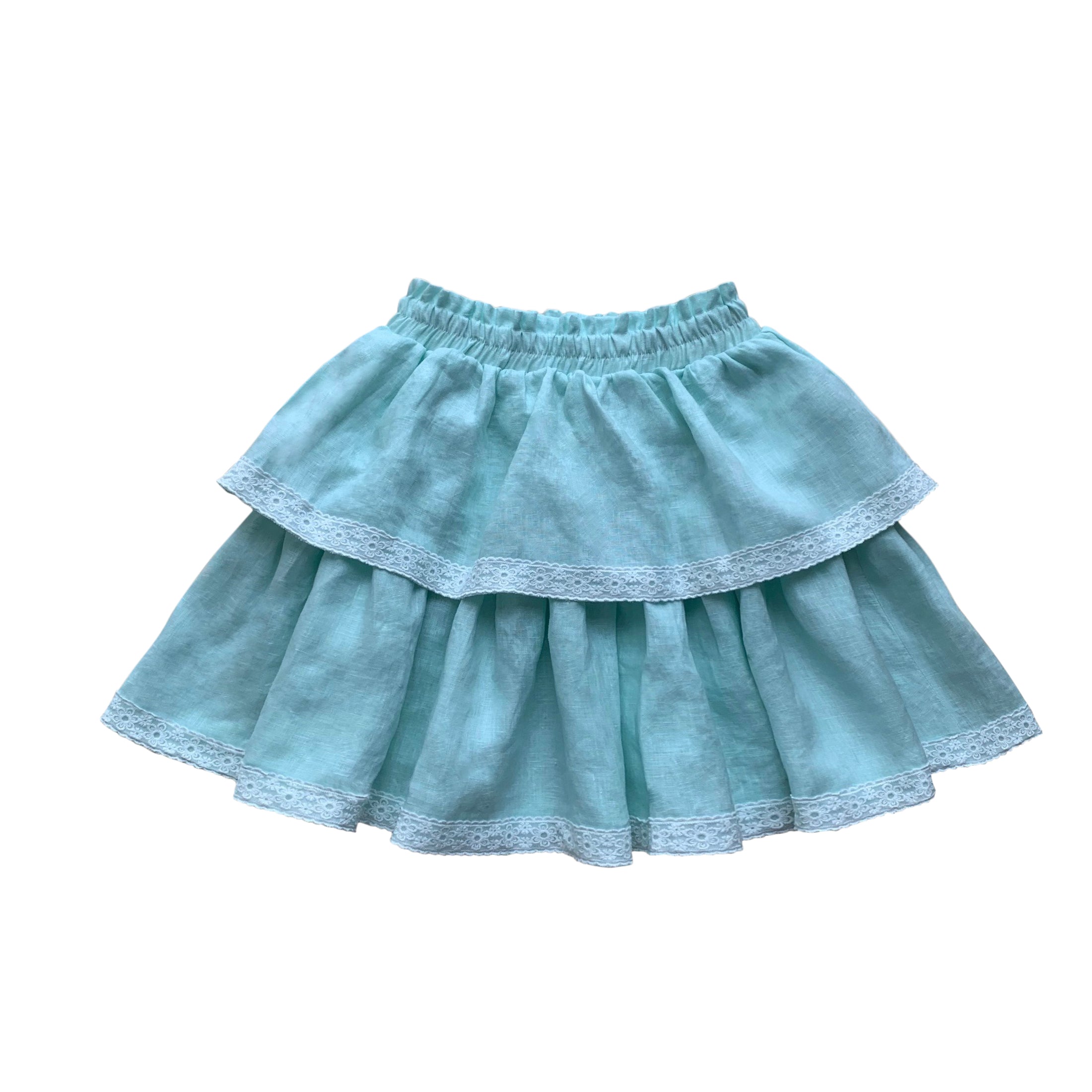 Little Olin Linen Skirt in aqua - Little Birdies Boutique