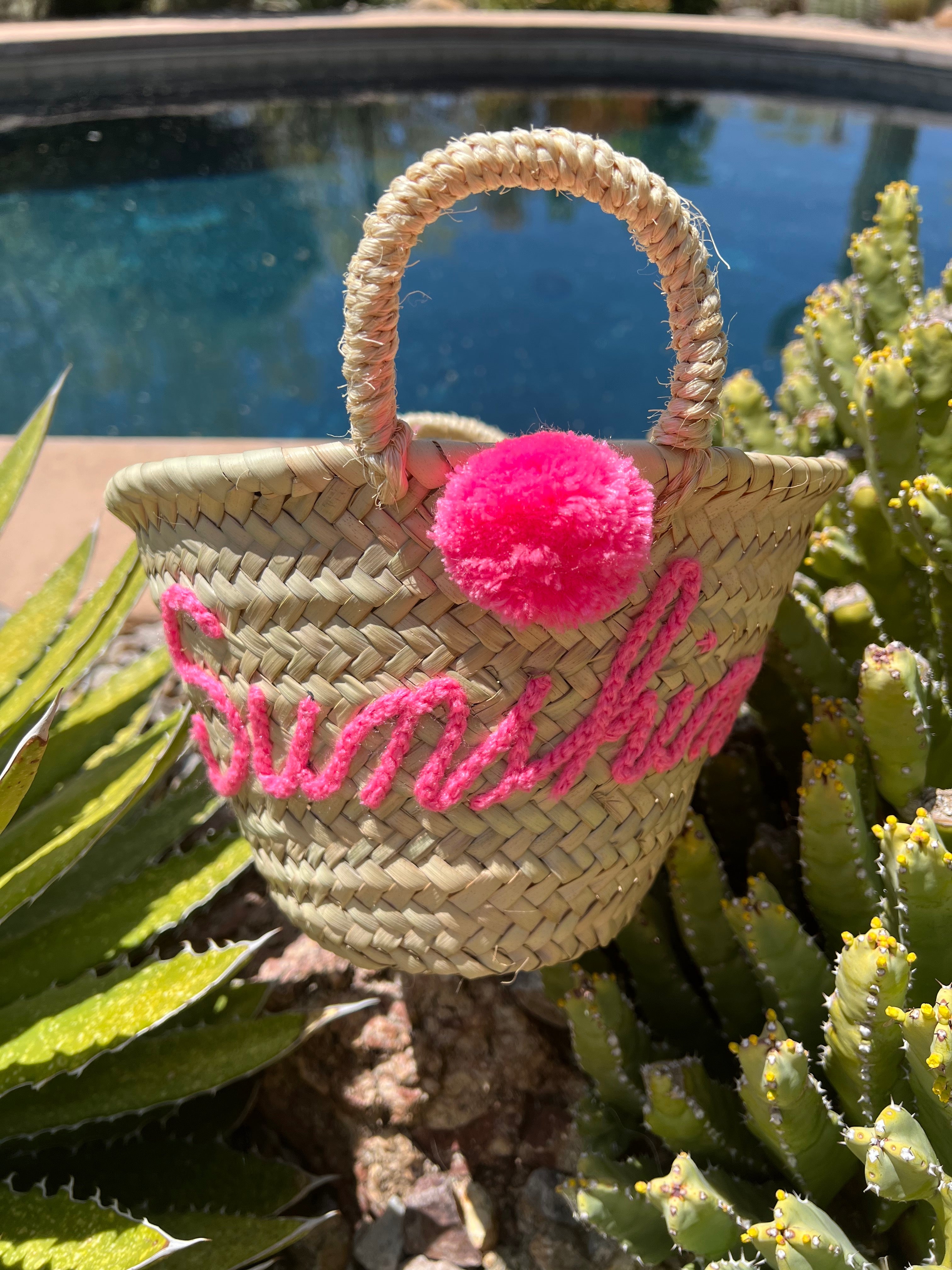 Pineapple Sunshine Pink Pom Pom Tote