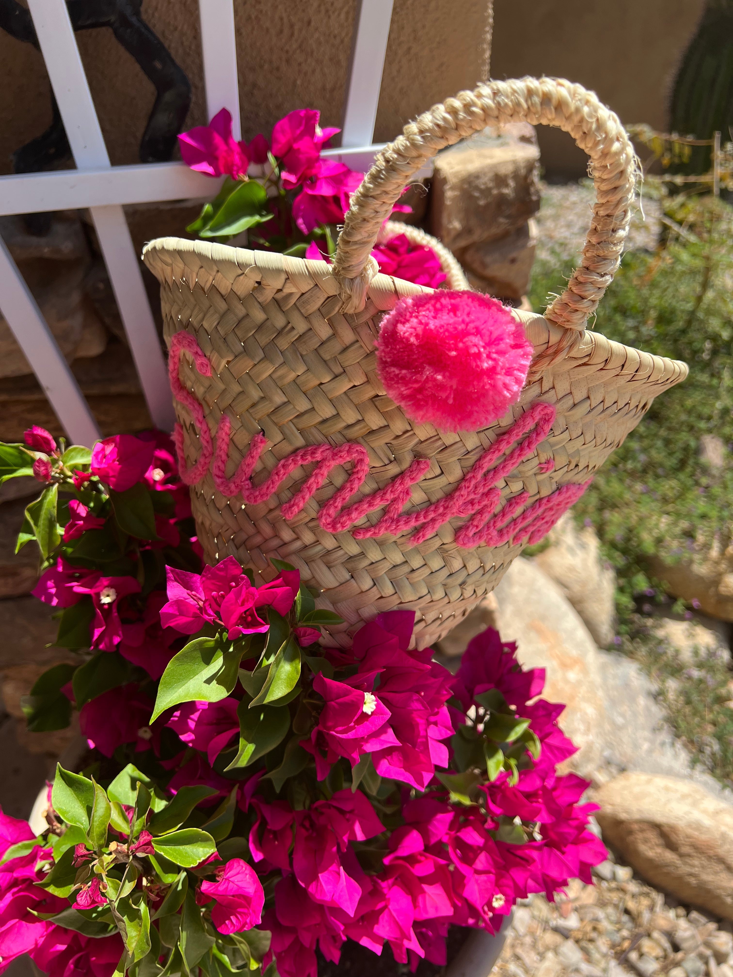Pineapple Sunshine Pink Pom Pom Tote