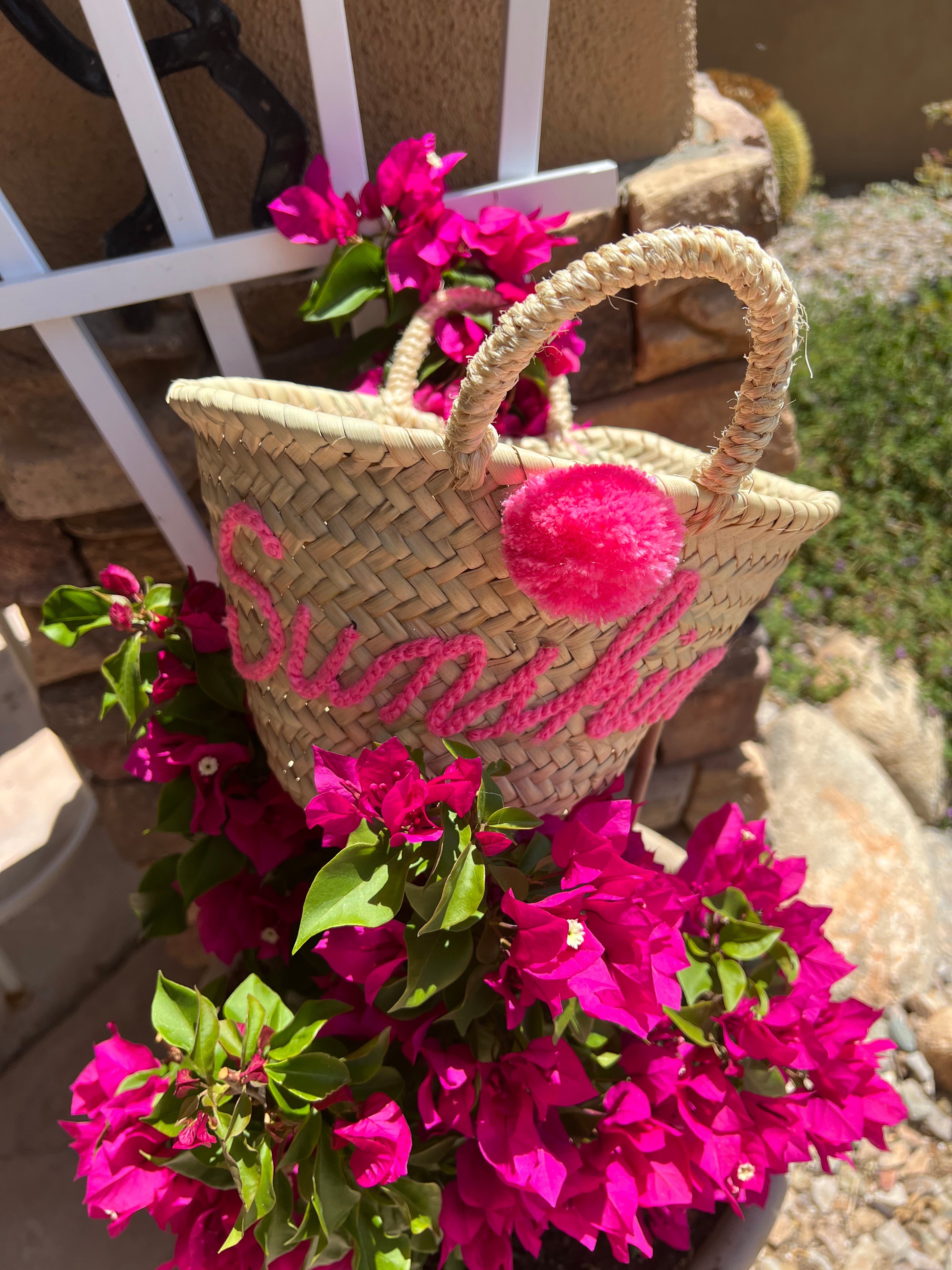 Pineapple Sunshine Pink Pom Pom Tote