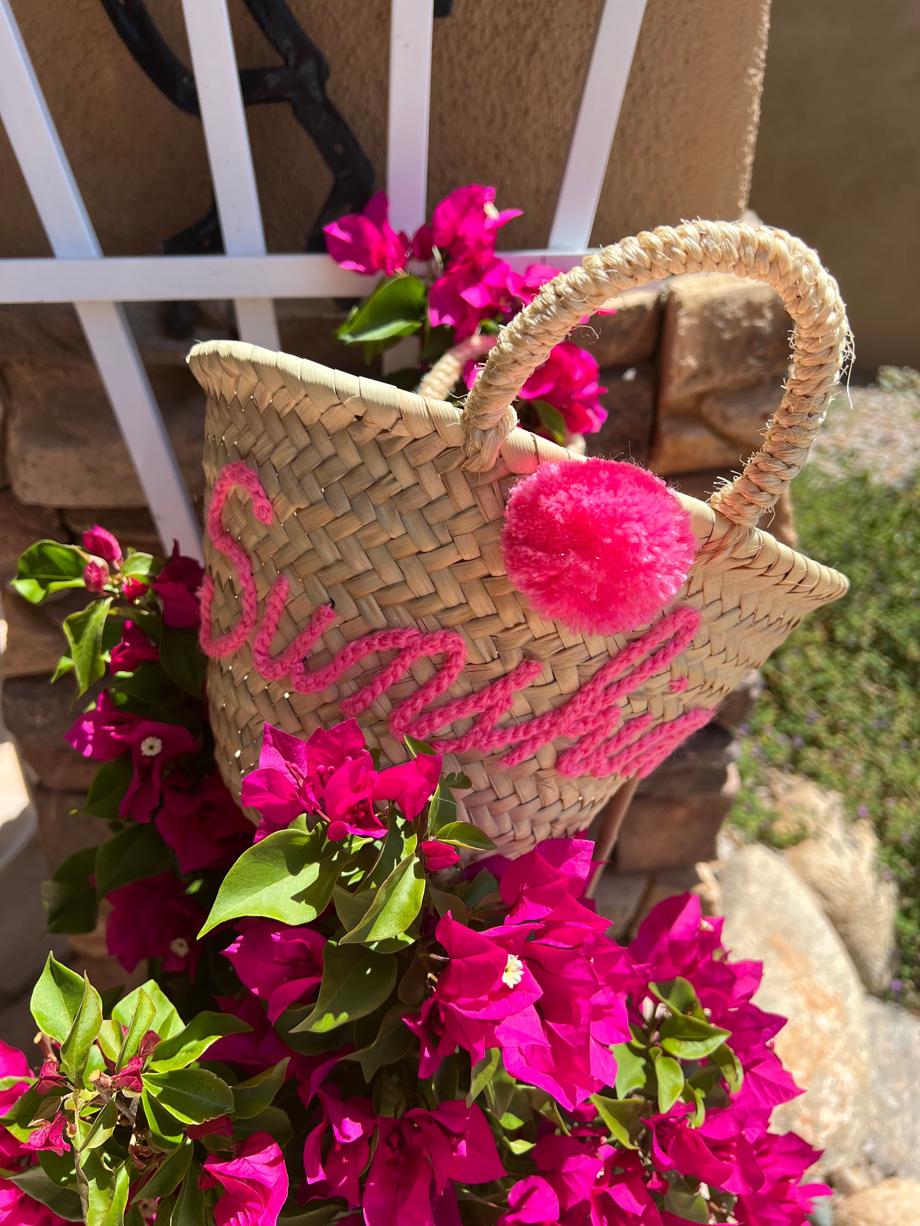 Pineapple Sunshine Pink Pom Pom Tote
