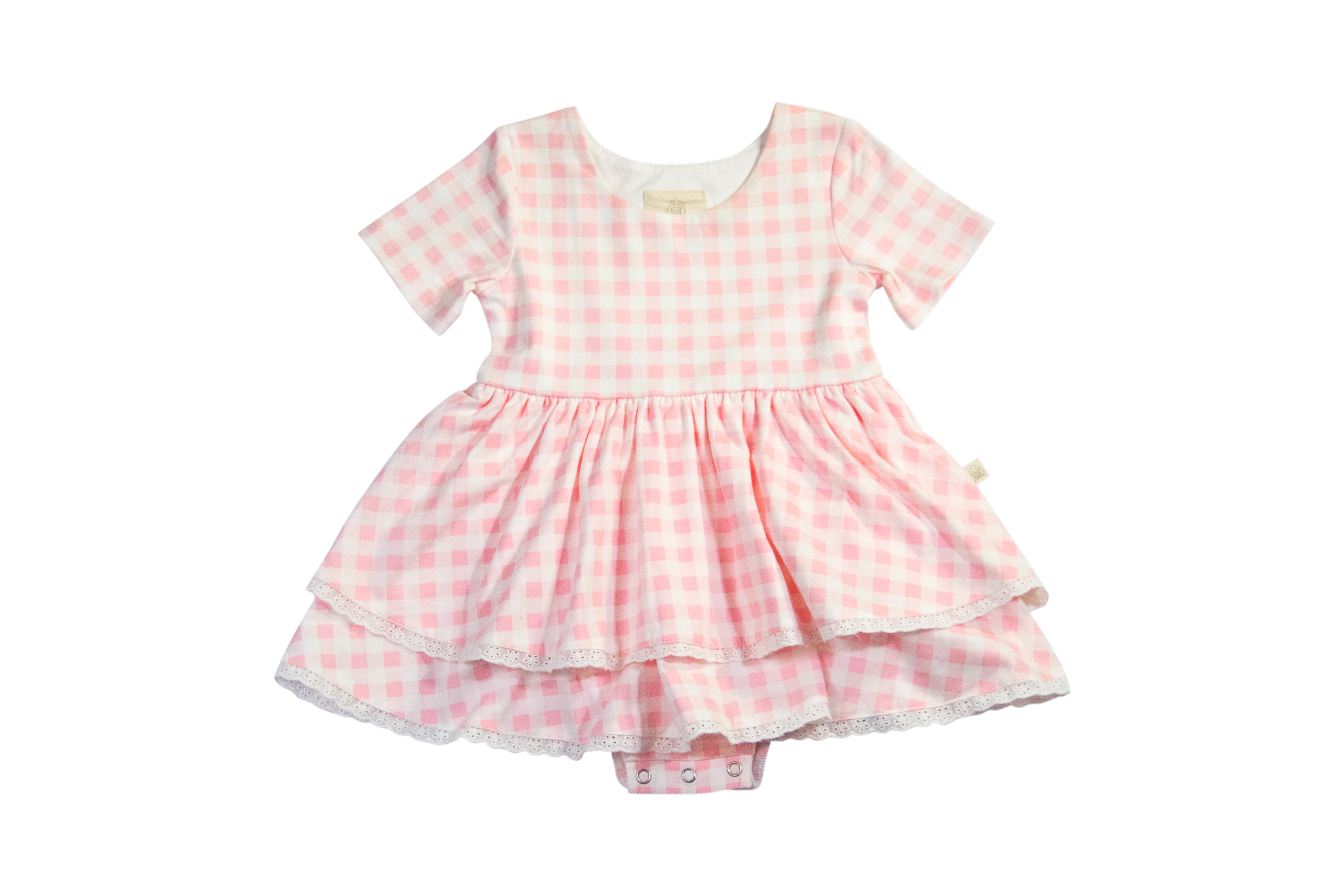 Charming Mary Caroline Skirted Bubble- Pink Picnic Gingham
