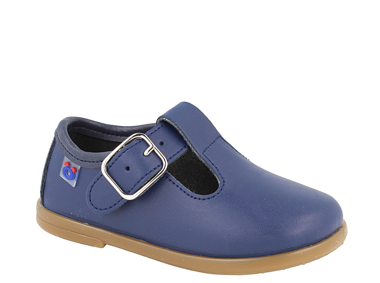 Navy Leather T-Strap