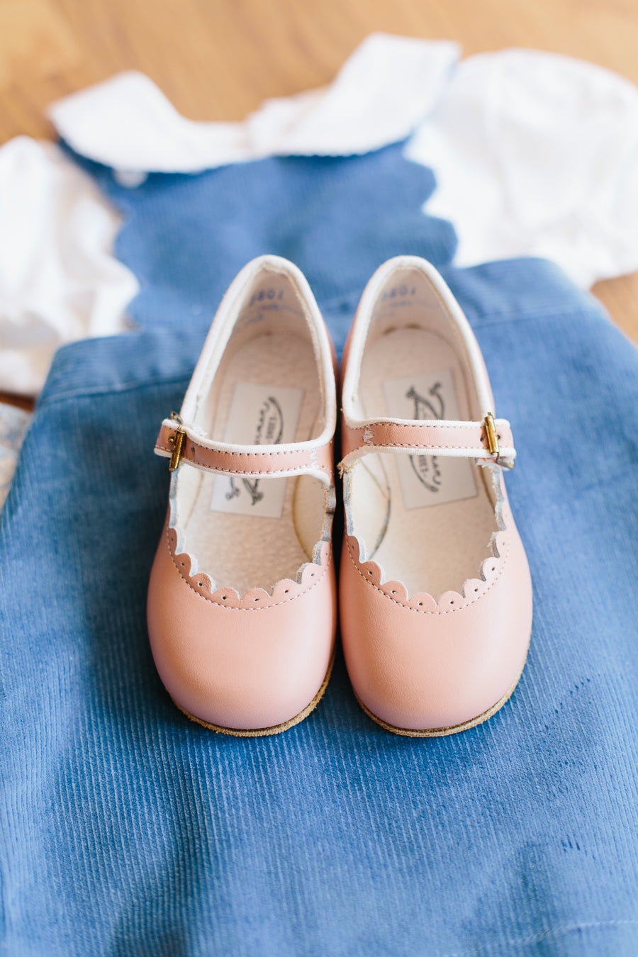 Scalloped Mary Jane in Blush Pink