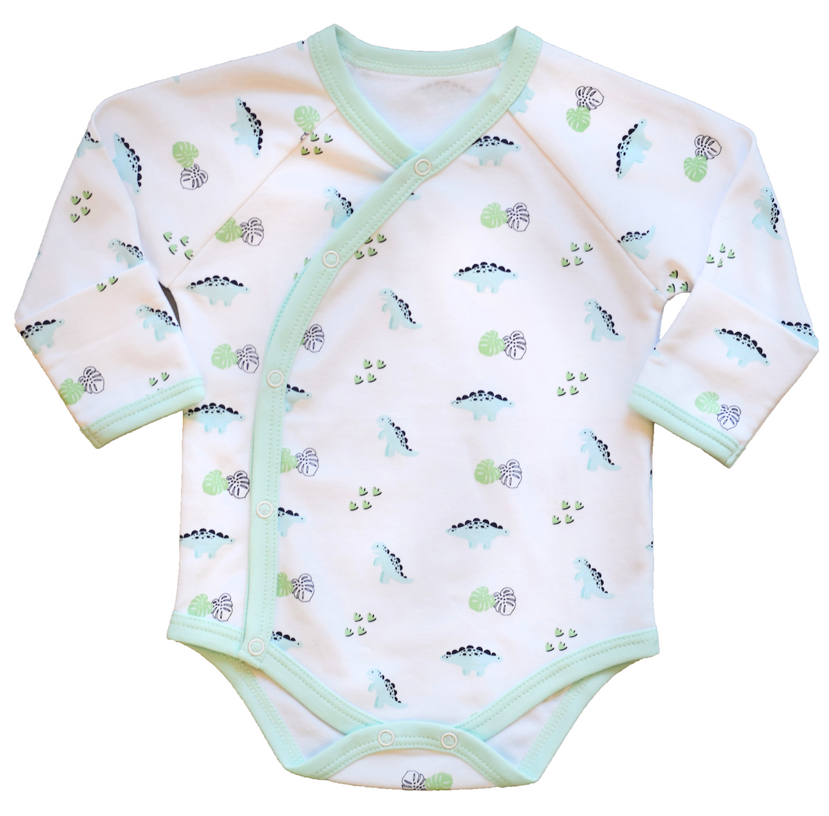 Pineapple Sunshine Dino Print Long Sleeve Onesie