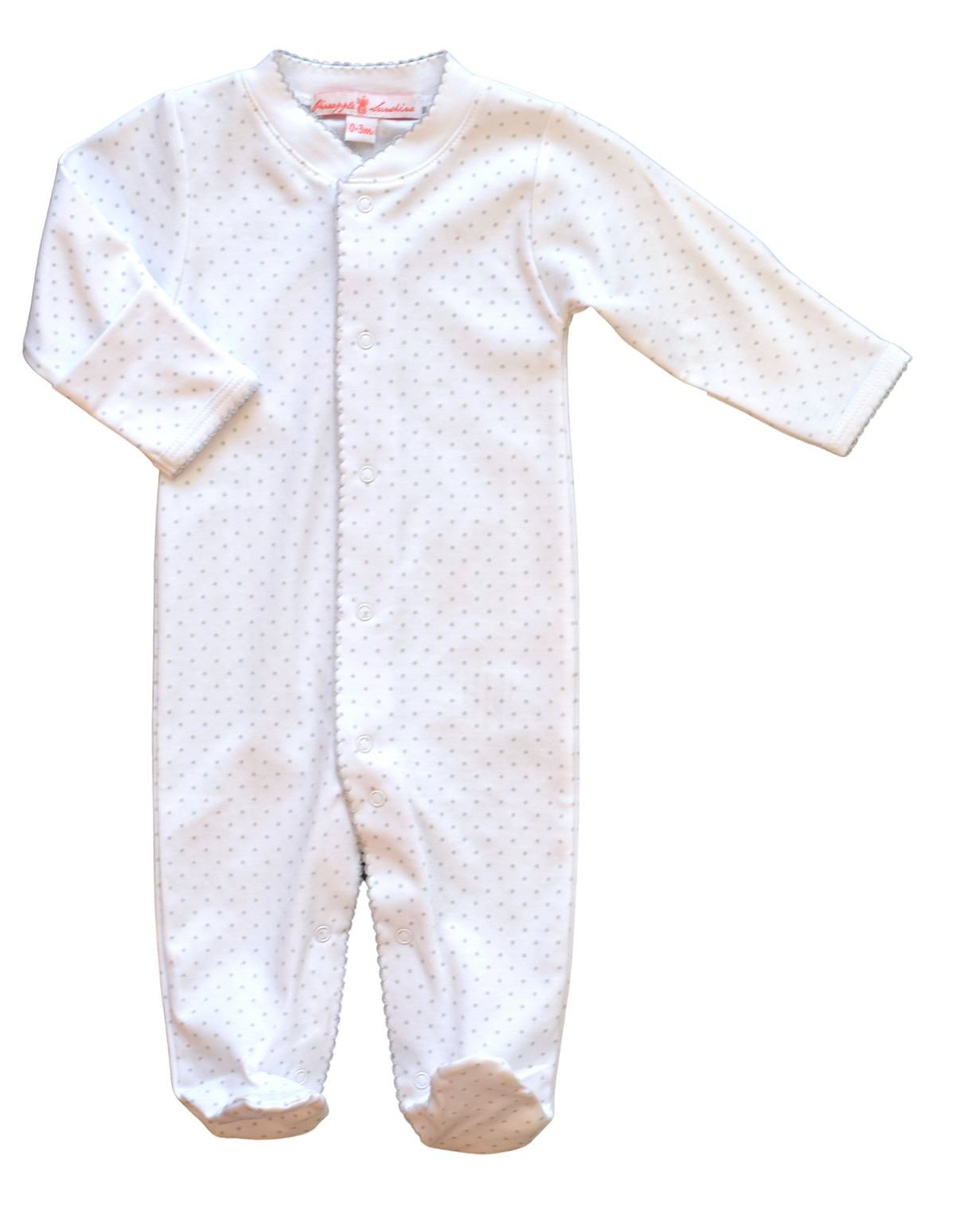 Pineapple Sunshine grey polka dot pima cotton footie - gender neutral gift - Little Birdies