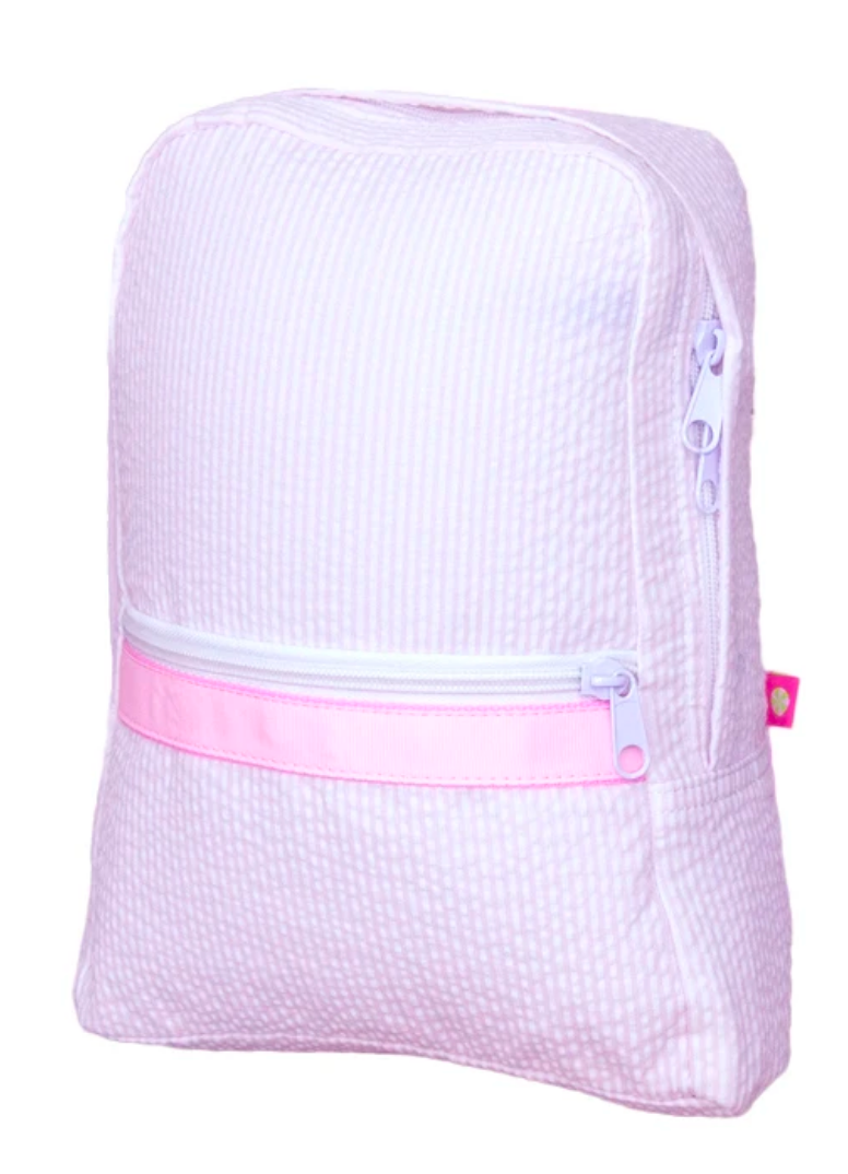 Pink Seersucker Backpack- Small