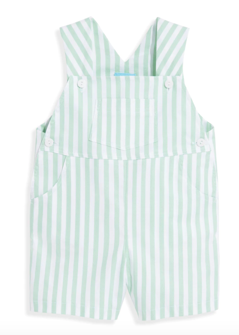 Green and white striped 2025 overalls shorts