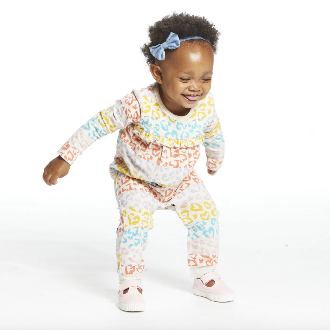 Andy & Evan Colorful Heart Romper with Headband - Little Birdies