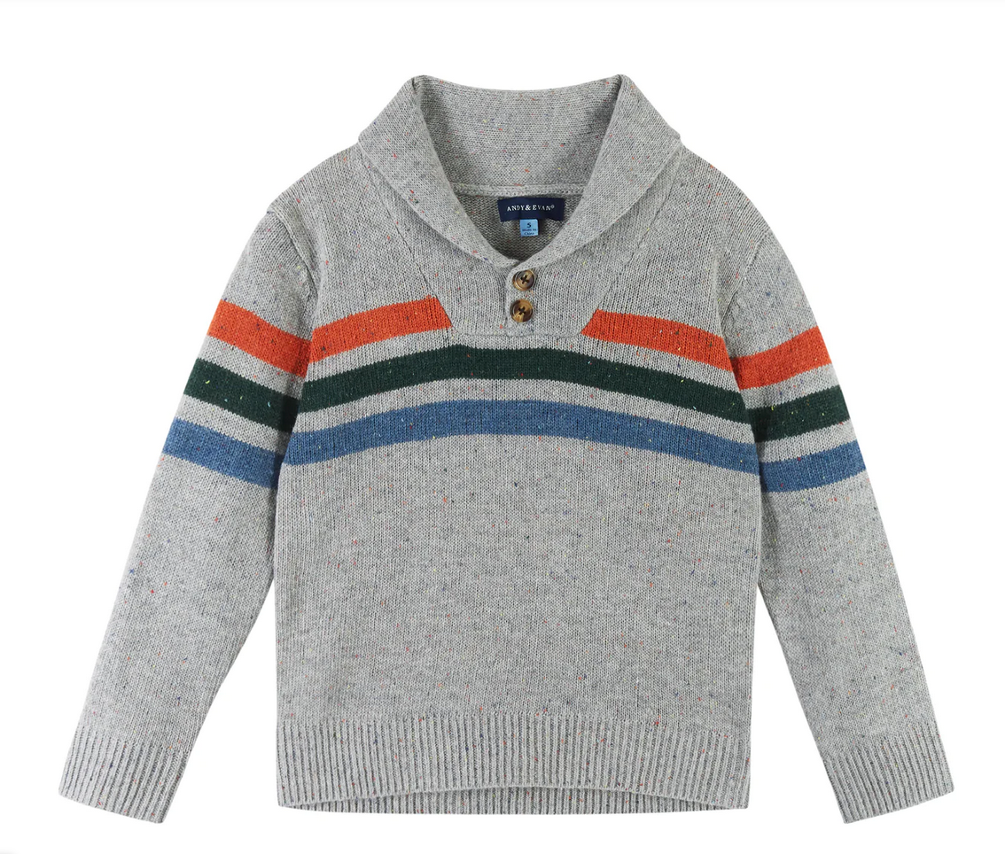 Andy & Evan 3-Piece Multi Striped Shawl Sweater Set - Little Birdies