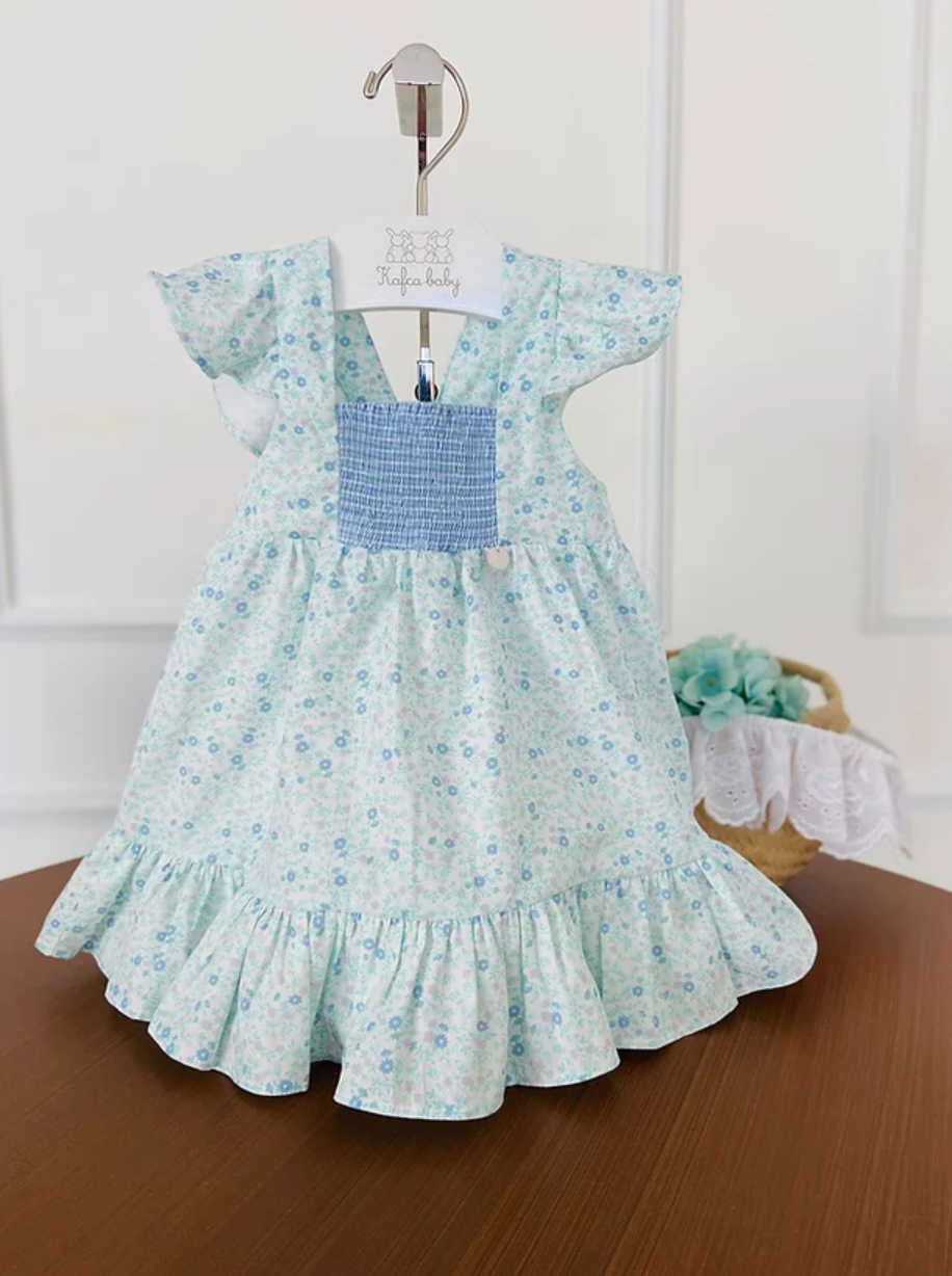 Kafka Baby Blue Floral Smocked Dress - Little Birdies