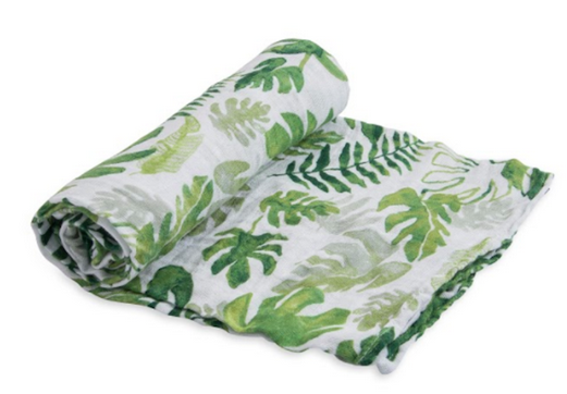 little unicorn tropical leaf swaddle blanket