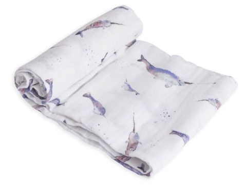 Cotton Muslin Swaddle Single Narwhal
