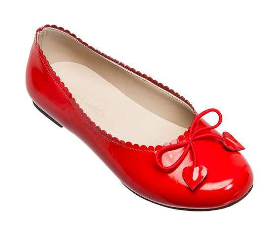 Red Patent Ballet Flat with Heart Tassles