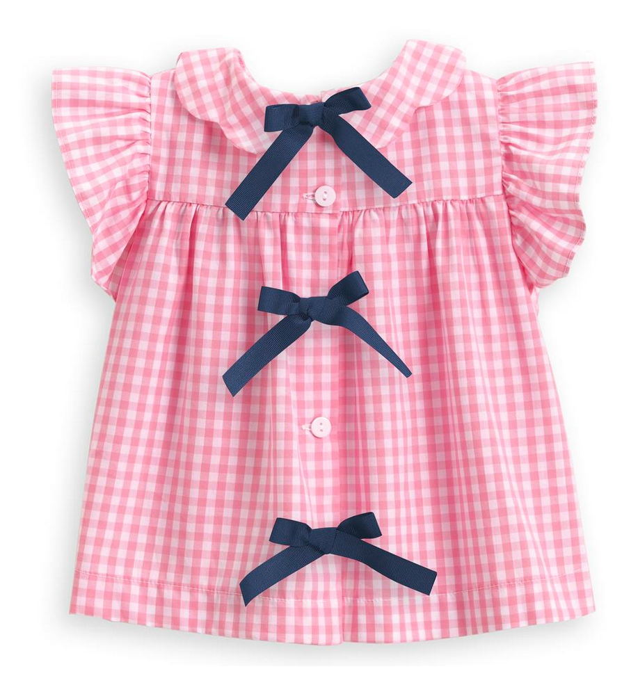 spring toulouse blouse in pink check bella bliss
