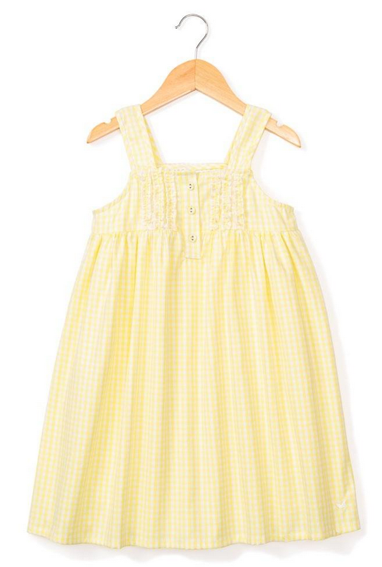 petite plume yellow gingham charlotte gown