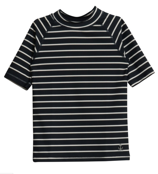 wheat clothing navy stripe short sleeve swim shirt