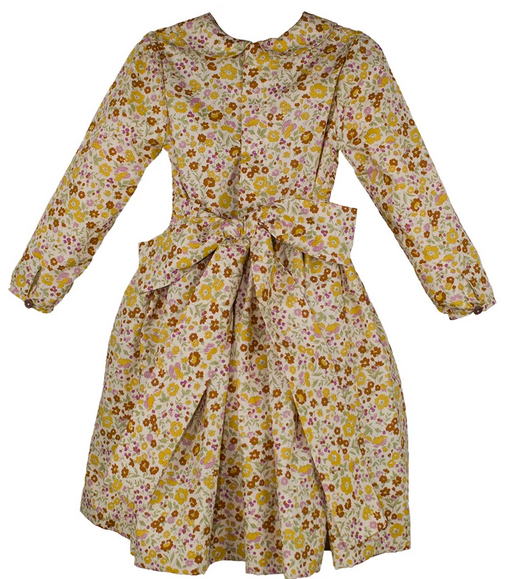 Long Sleeve Hand Smocked Fall Floral Girls Dress