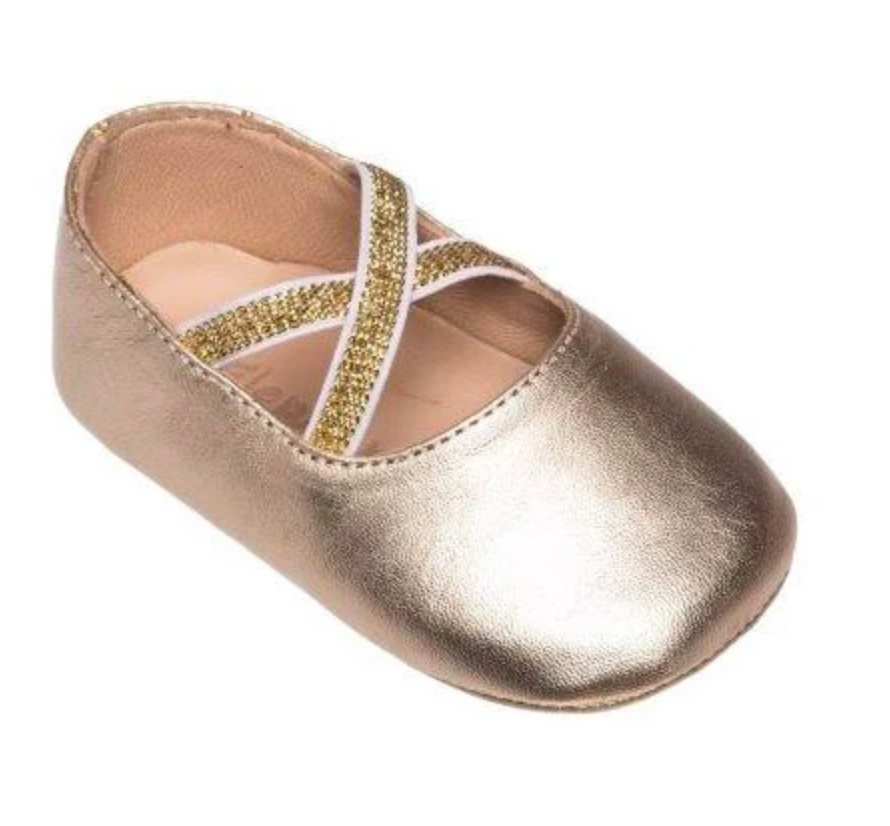 elephantito baby and child gold crossed ballerina shoes