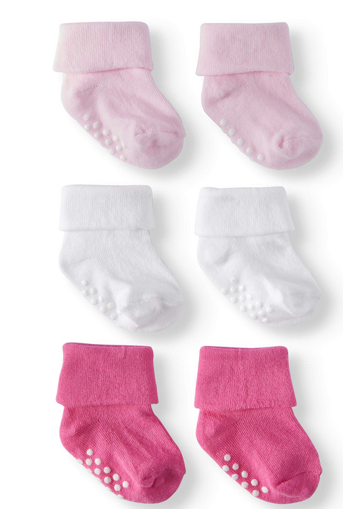 Multi Pack Turn Cuff Socks - Pink