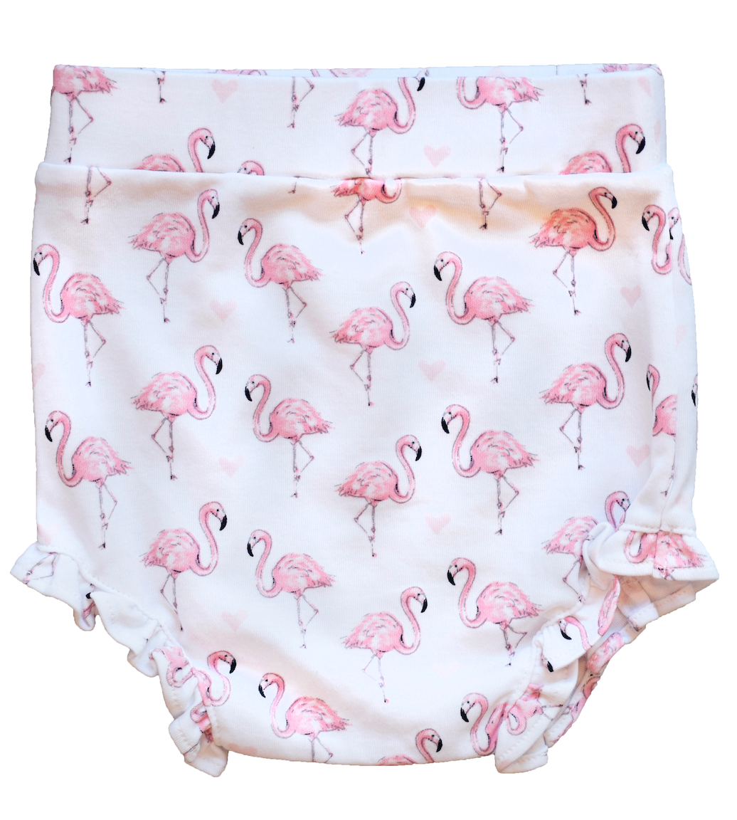 Pink Flamingo patterned bloomers with frill